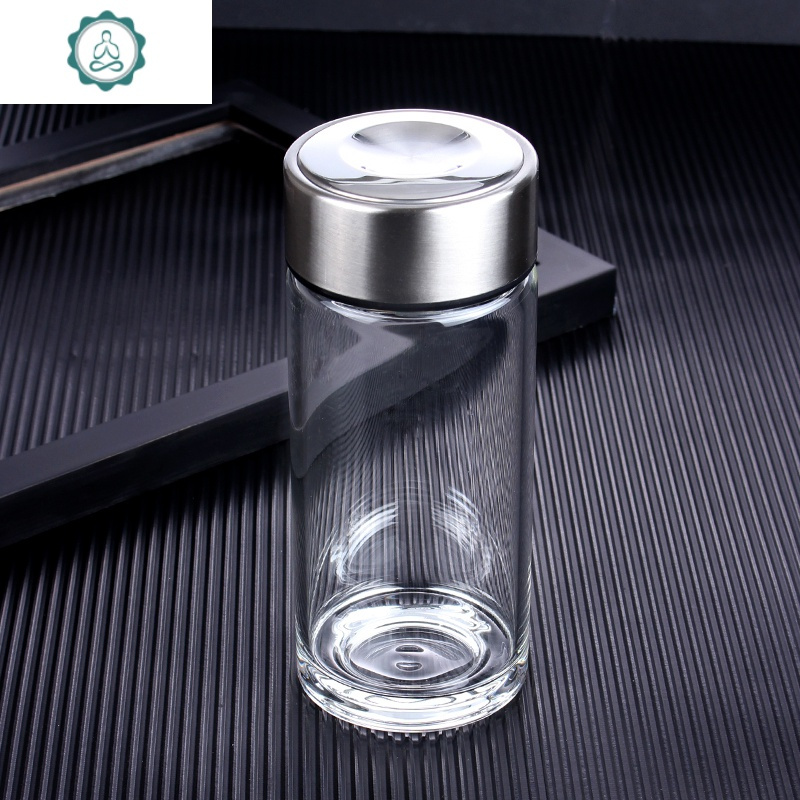 水杯单层玻璃杯男茶杯加厚高硼硅女可爱便携随手办公家用学生杯子 封