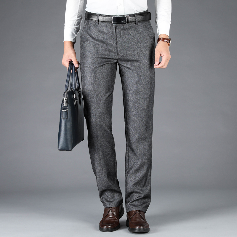 花花公子品牌春季新款休闲裤男商务直筒西裤工作裤宽松男士长裤子