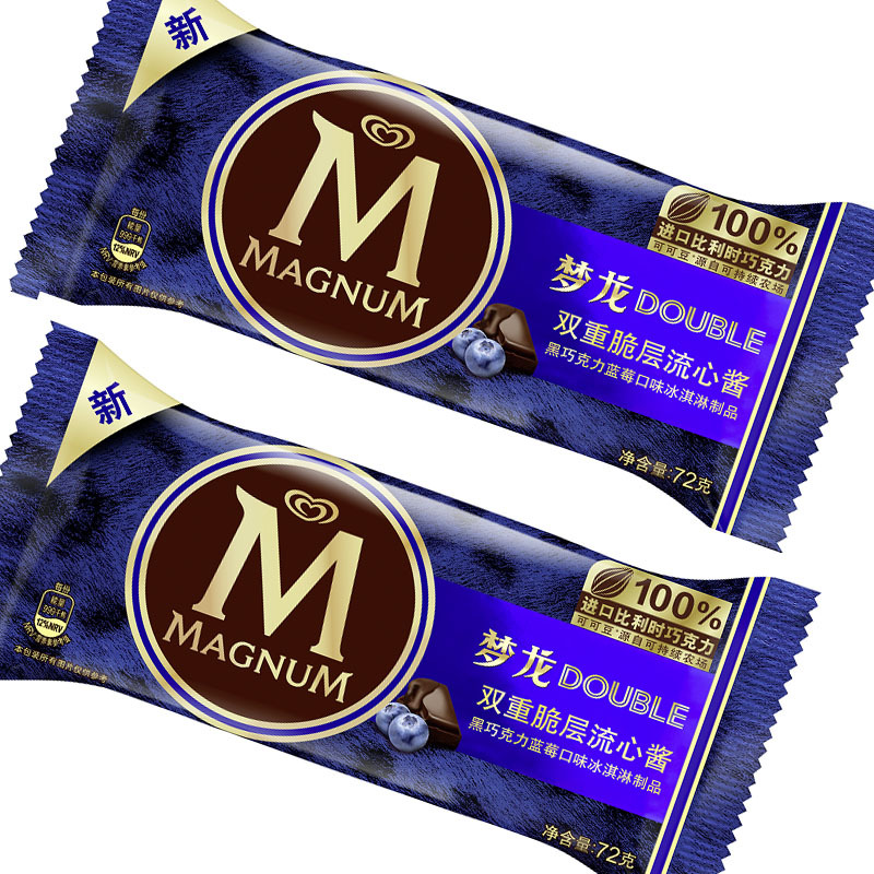 梦龙黑巧蓝莓口味双重脆层流心酱冰淇淋制品72g