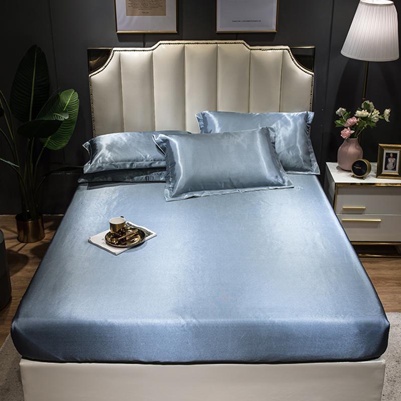 家柏饰(CORATED)冰丝凉席床笠款1.8m床三件套1.5m夏季可水洗机洗空调软席子 床笠款凉席-纯色白云石 1.5m（5英尺）床