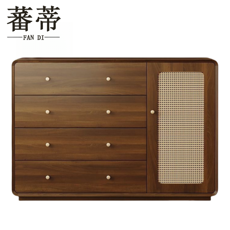 蕃蒂矮柜一门大四抽台高清大图