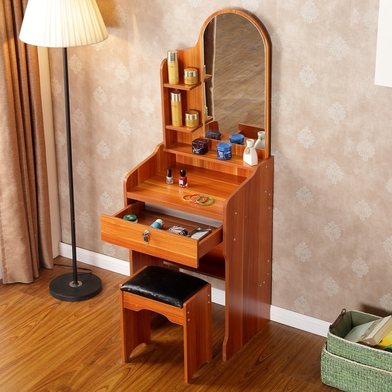 小户型梳妆台简约现代化妆桌卧室梳妆镜白色收纳柜