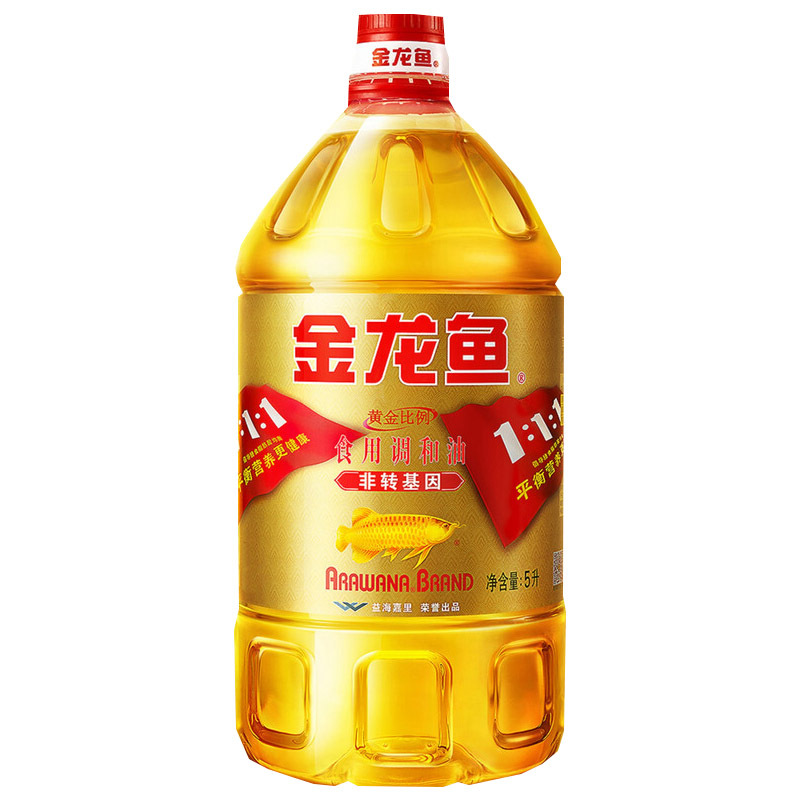 金龙鱼 食用油 非转基因黄金比例食用调和油5L(新老包装随机发货)