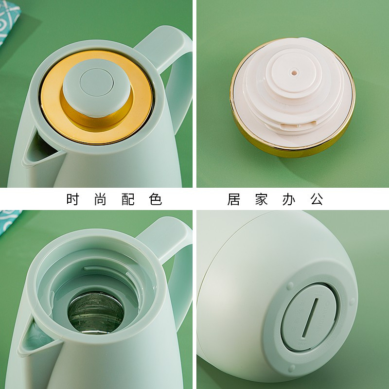 清水保温水壶玻璃内胆大容量家用保温壶热水瓶 1.6L 绿色 SM-1172-160高清大图