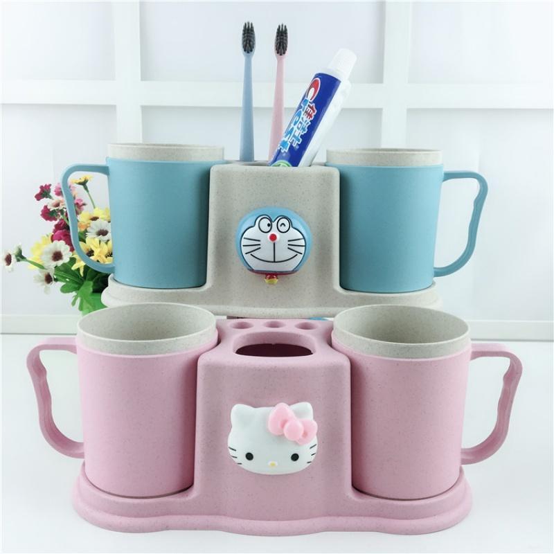 HelloKitty家用双人卡通洗漱杯漱口杯牙刷架套装情侣刷牙杯牙具