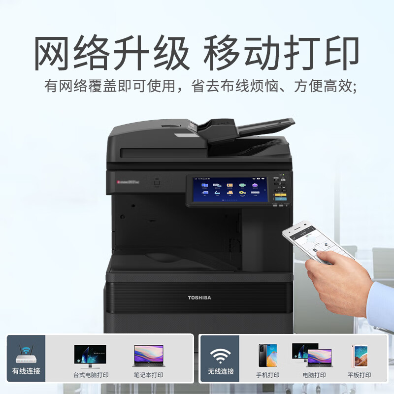 东芝(TOSHIBA)FC-2021AC多功能彩色复合机 A3入门激光落地网络打印复印扫描一体 输稿器+双纸盒+工作台高清大图