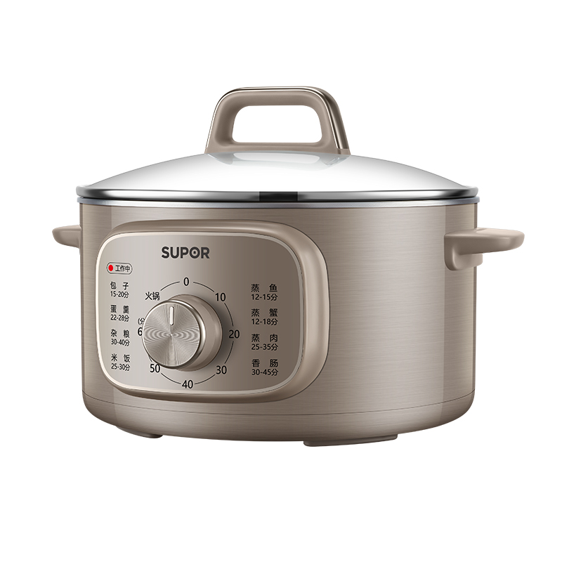 苏泊尔双层智能电蒸锅 ZN26YK85 不锈钢大容量旋钮控制预约功能26CM大口径高清大图