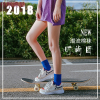 堆堆袜女夏季袜子女中筒袜韩版学院风百搭薄款棉韩国风紫色潮ins