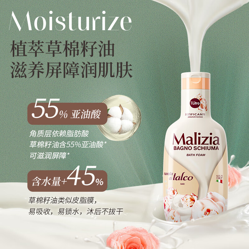 玛莉吉亚(MALIZIA)进口沐浴露男女士持久留香72小时香体冬季保湿嫩肤家庭套装1L*2高清大图