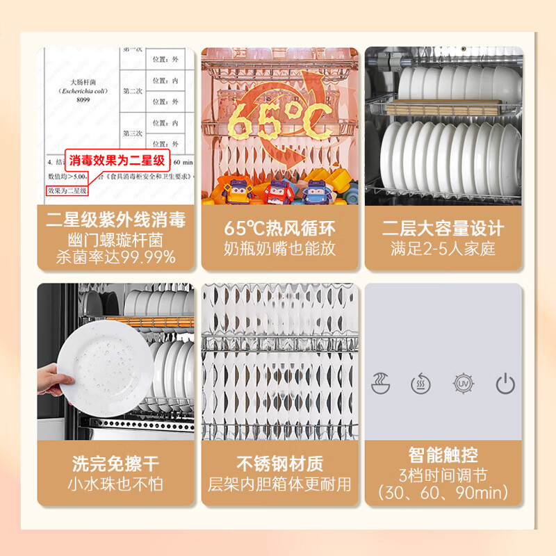 容声65L消毒碗柜65-RQ260热风款台式家用厨房小型碗筷子烘干机餐具紫外线奶瓶消毒机