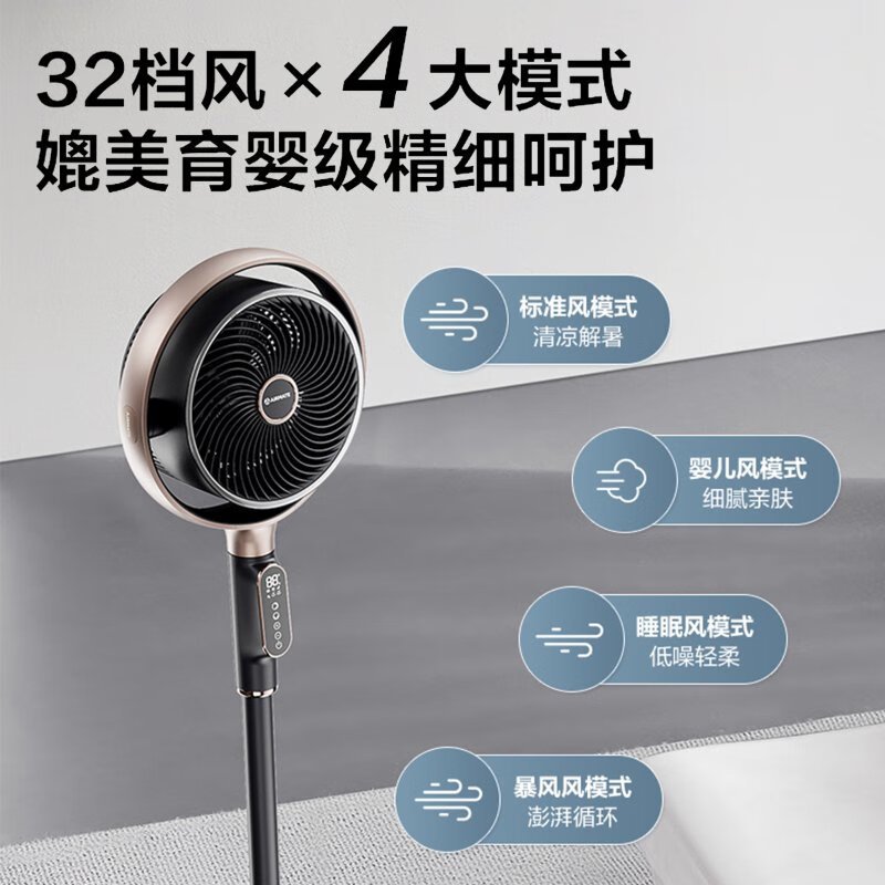 艾美特(AIRMATE)空气循环扇黄金环电风扇台地三用语音遥控触控落地扇负离子净化 FA18-SRDI121 语音+遥控高清大图