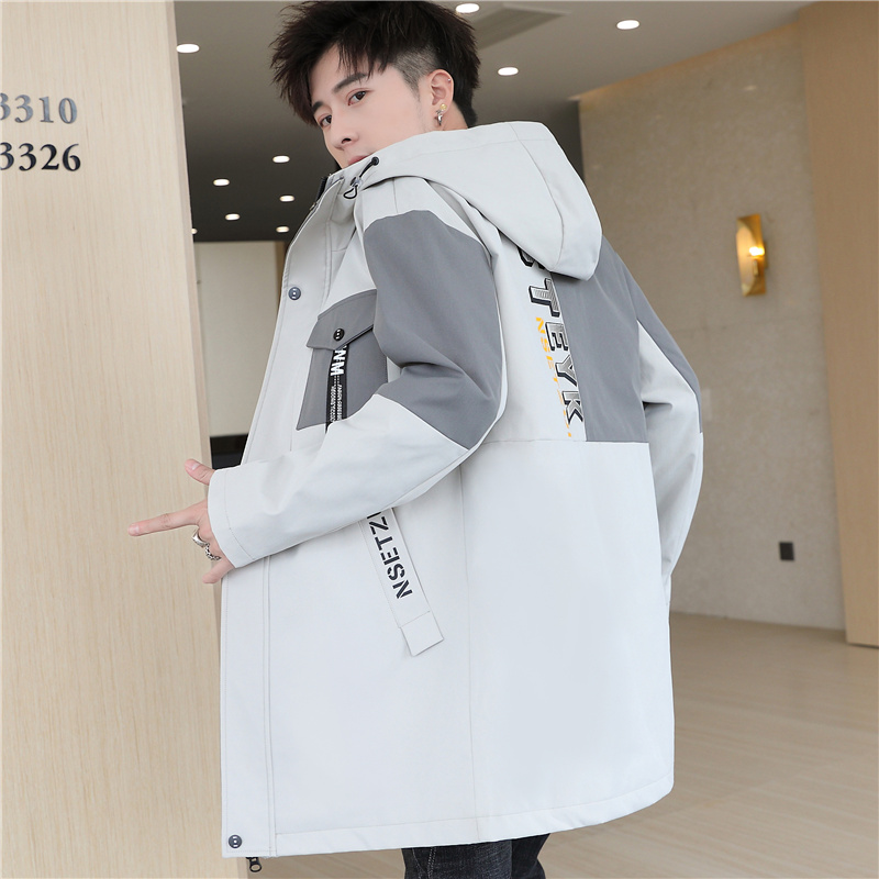 SUNTEK青少年风衣男中长款2020春秋季新款加绒外套潮流秋装高中学生夹克风衣高清大图