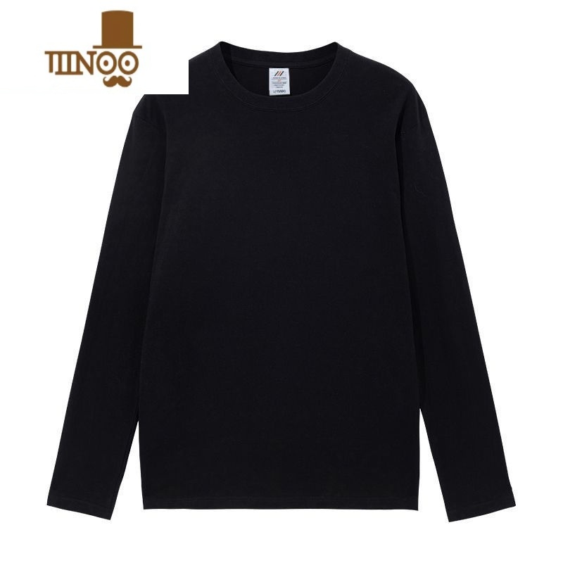 YANXU纯色百搭长袖新款学生青少年潮流长袖T恤上衣男女高清大图