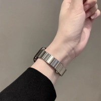 适用oppo手环2表带金属四叶草智能OPPO手环1代皮质拼接替换腕带3139B