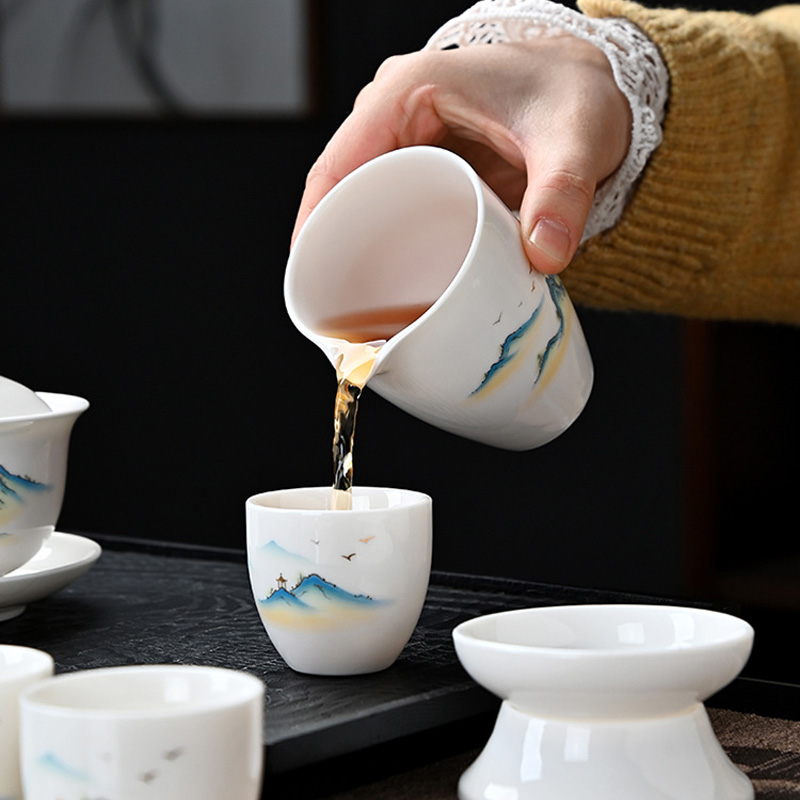 千里江山功夫茶具套装 中国风茶杯礼品伴手礼高清大图