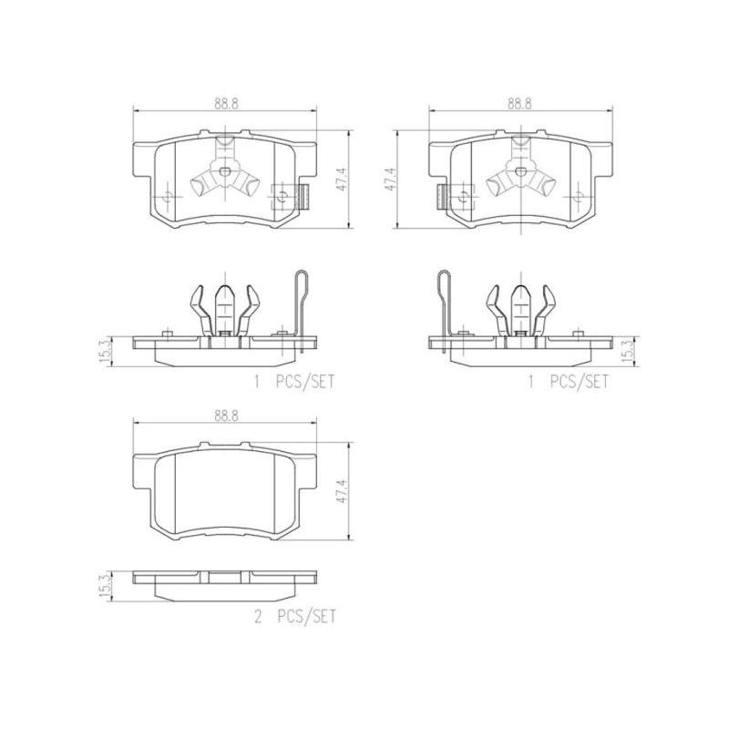 布雷博(brembo)后片.陶瓷P28061N适配奥德赛5代/歌诗图/杰德/思铂睿2代/本田CR-V/ 讴歌RDX