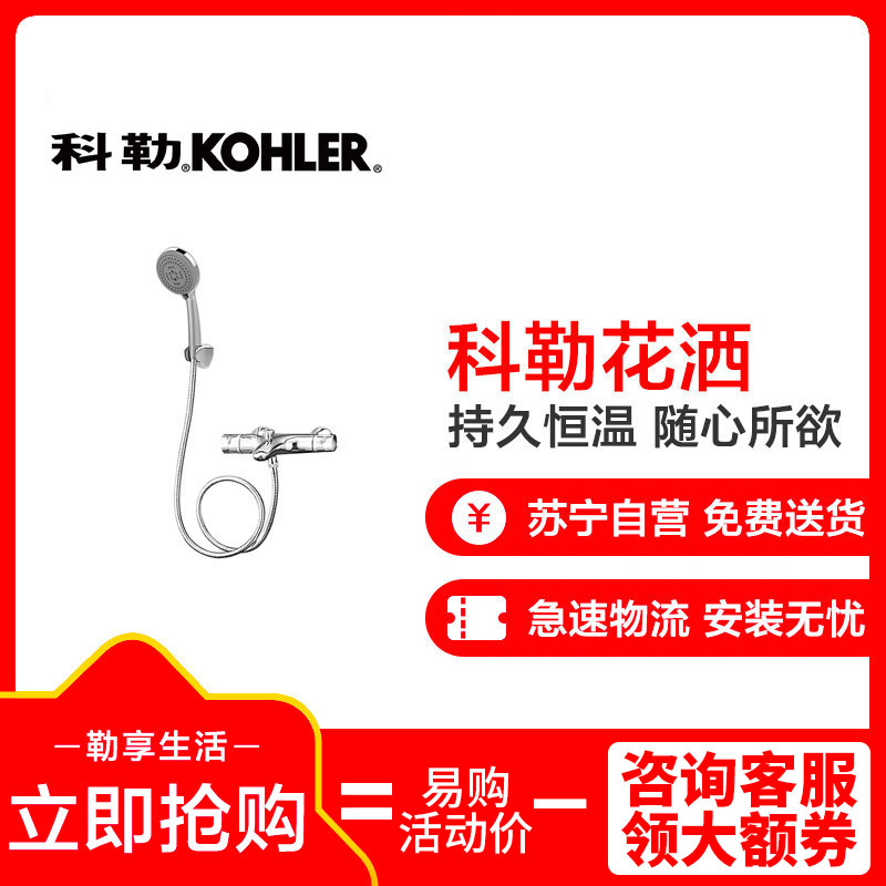 科勒 艾柯挂墙式恒温浴缸花洒龙头 浴缸花洒淋浴 K-72683T-7-CP高清大图