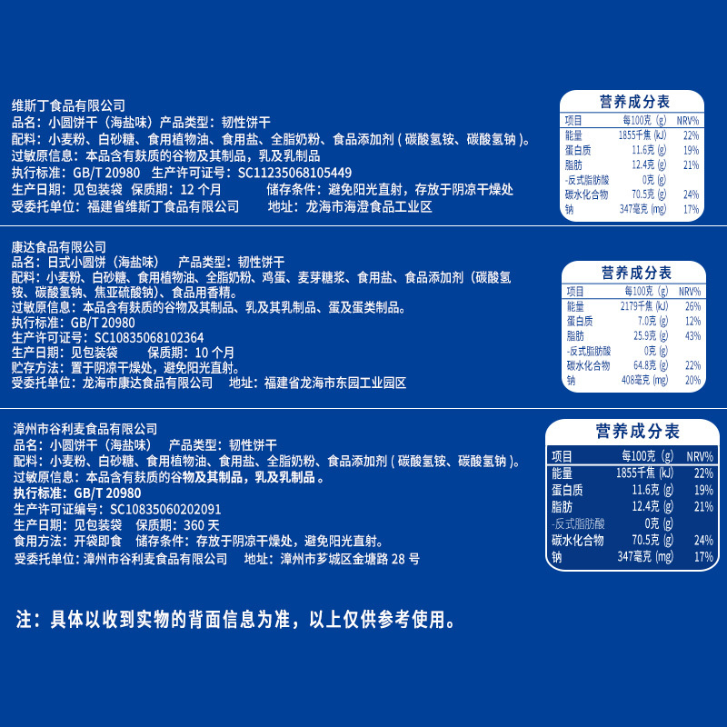 [满199减125元]比比赞日式小圆饼干100g*5整袋日式口味海盐小圆饼零食小吃休闲食品