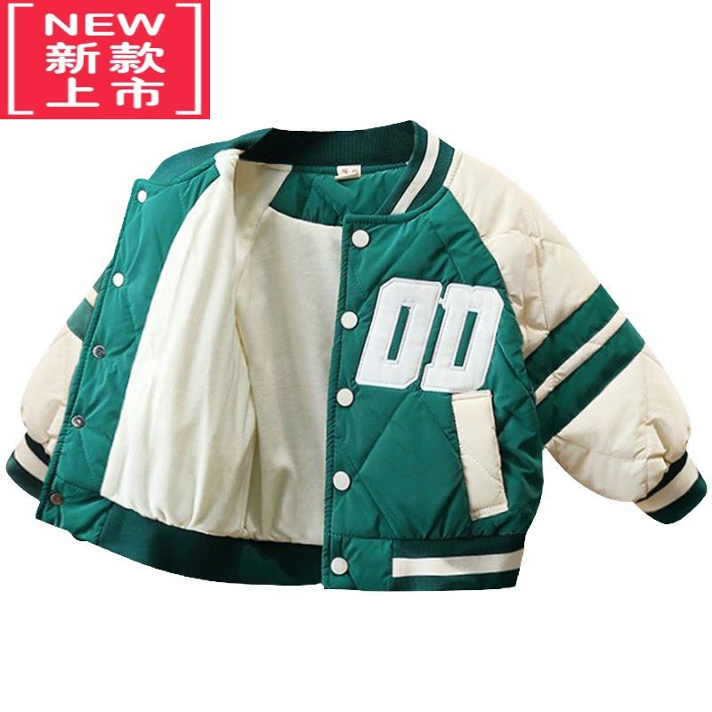 可莉允男童棉服冬季洋气儿童夹棉加绒棒球服外套男孩冬装加厚宝宝棉衣潮图片
