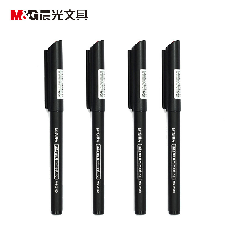 晨光(M&G)MG2180 拔盖会议笔 黑色 0.5mm 12支/件 2件装