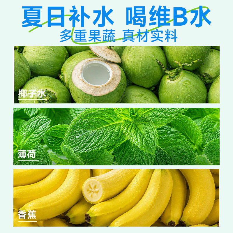 轻上自律零VB冰西薄荷椰子水饮品950ml*6瓶整箱 0糖0脂薄荷椰子风味饮料+吸管高清大图