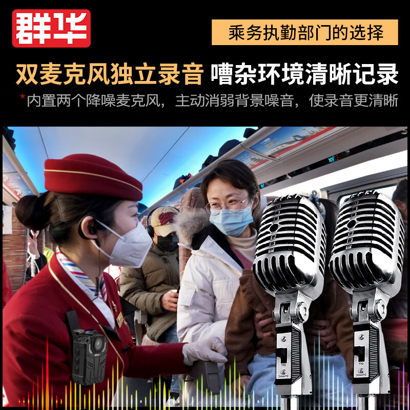 群华D6执法记录仪高清微型随身胸前便携执法仪摄像头录像机取证仪128G高清大图
