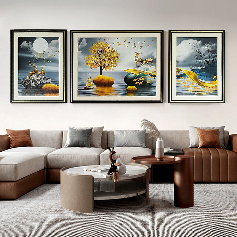 玄关装饰画壁画走廊三联画视频