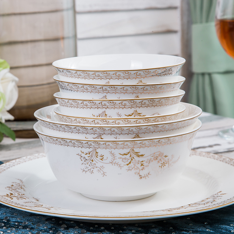 dairyqueen景德镇天鹅湖28头标配汤碗简约欧式家用陶瓷餐具碗碟套装