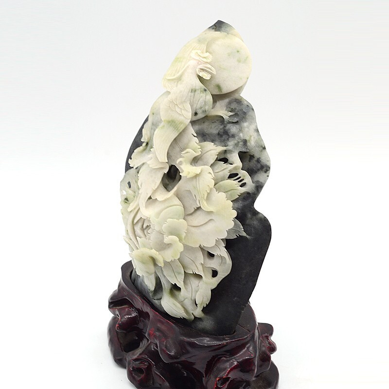 牡丹山 中国玉石彫刻作品 臻玉盈宝石摆件/挂件/把件报价_