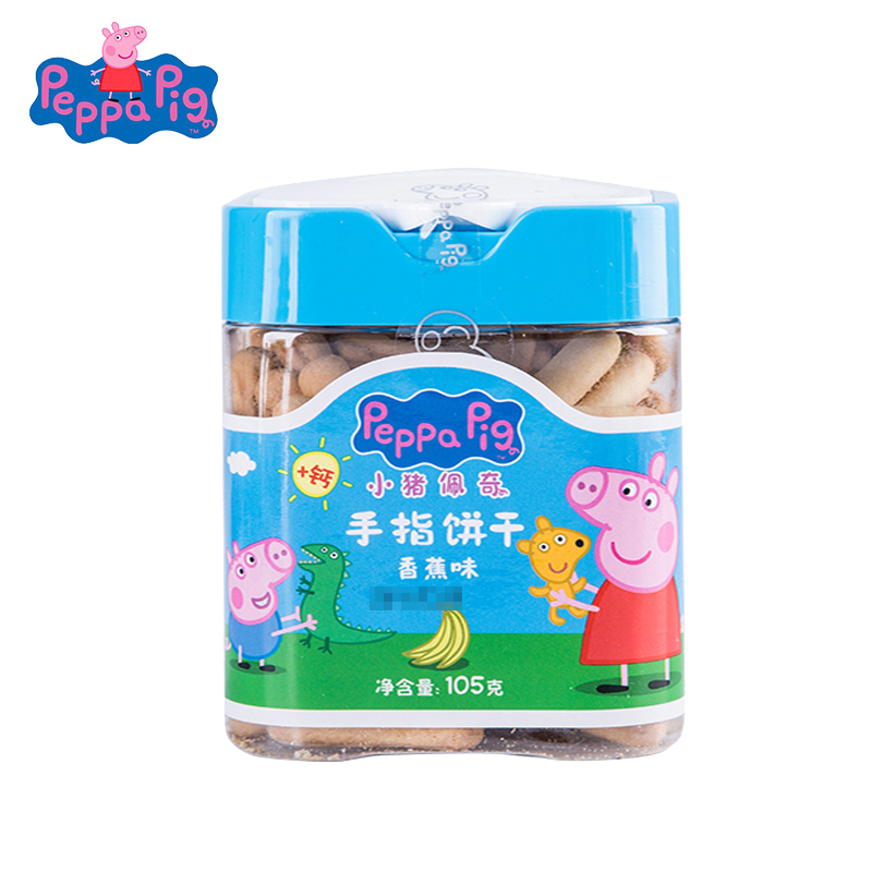 小猪佩奇PeppaPig手指饼干香蕉味105g 罐装 儿童零食