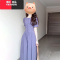 YIBUSHENG法式紫色气质连衣裙子女季2024新款设计感小众a字收腰显瘦长裙