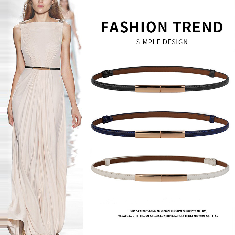 啄木鸟皮带女牛皮真皮配连衣裙子收腰时尚装饰皮带细腰带女士腰链