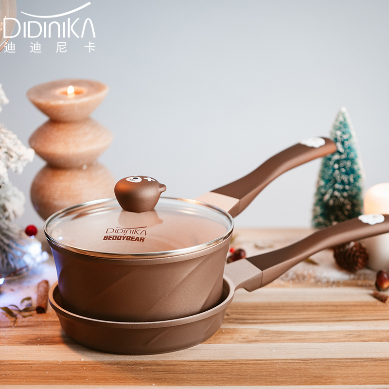 迪迪尼卡(Didinika)杯具熊乖乖熊宝宝辅食锅不粘锅小奶锅婴儿多功能煎煮一体锅煎锅奶锅套锅汤锅