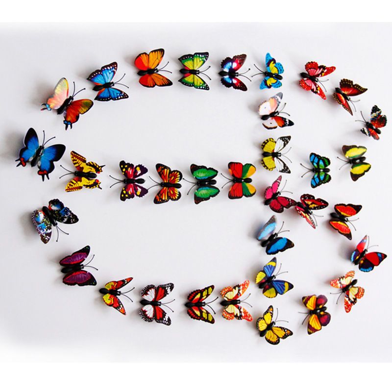 仿真昆虫玩具蝴蝶创意工艺品花园蝴蝶装饰厂家批10只彩色蝴蝶