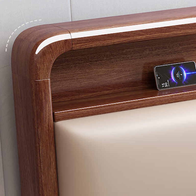 苏宁 质凡 宿舍公寓胡桃木带软包实木床气压结构/ZF-SMC064/1.8米*2米高清大图