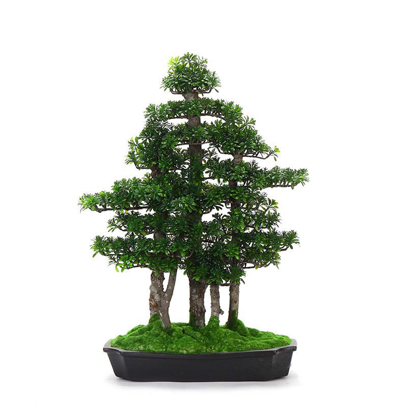 美帮汇创意家居仿真植物盆景新中式样板房绿植迎客松摆件客厅装饰品高清大图