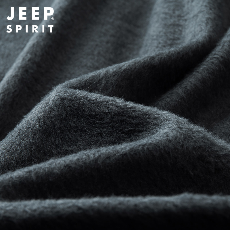 JEEP SPIRIT吉普男士针织衫加绒加厚保暖针织衫半拉链立领时尚毛衣秋冬套头衫外套高清大图