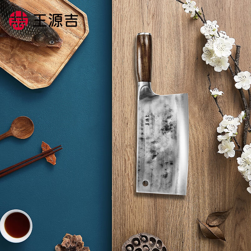 王源吉 切片刀手工锻打老式切肉切菜刀 锋利不锈钢锻打厨房轻便菜切片刀高清大图