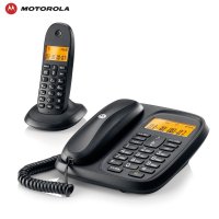 摩托罗拉(MOTOROLA) CL101C数字无绳电话机座机子母机中文显示免提套装办公家用一拖一固定无线座机(黑色)