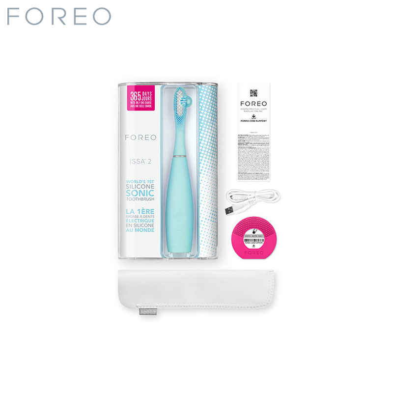 斐珞尔(FOREO)电动牙刷 逸萨ISSA 2代 11000R/M 充电式防水智能声波震动 硅胶成人清洁牙刷 薄荷蓝