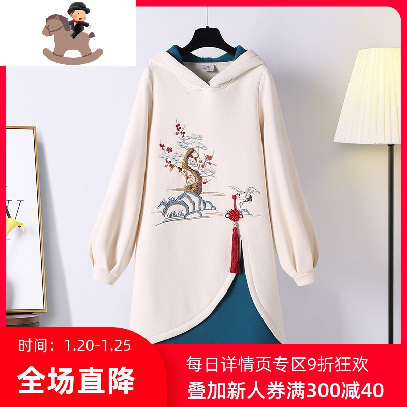 YueBin汉服改良版高端连衣裙子秋冬季母女装女童儿童亲子装洋气2020新款亲子装全家