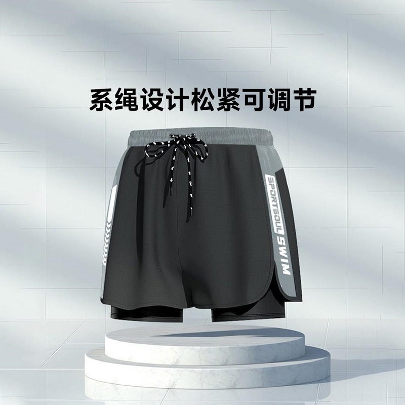 Sportsoul 男士 黑色双层泳裤 3XL