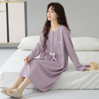 猫人孕妇待产裙春夏睡衣女纯棉月子服进产房睡裙哺乳带胸垫家居服