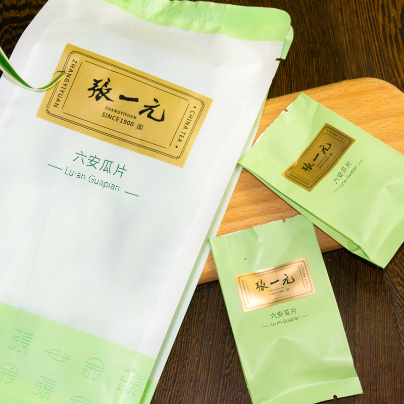 张一元茶叶 经典系列六安瓜片袋装茶80g(20包) 草绿色