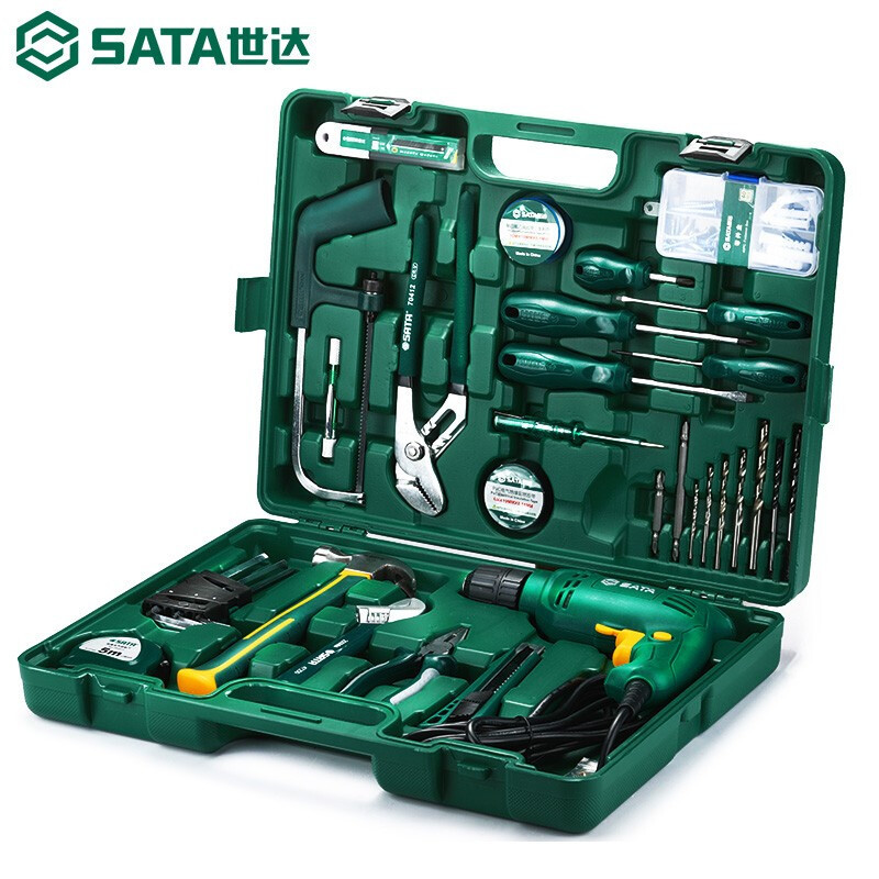 世达58件电钻组套家用工具箱多功能320W手电钻套装