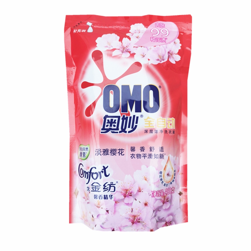 奥妙(omo)洗衣液480gx5淡雅樱花含金洗洁精