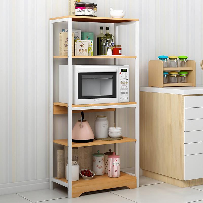 厨房置物架落地多层微波炉架家用烤箱碗架三层储物架子厨房收纳柜