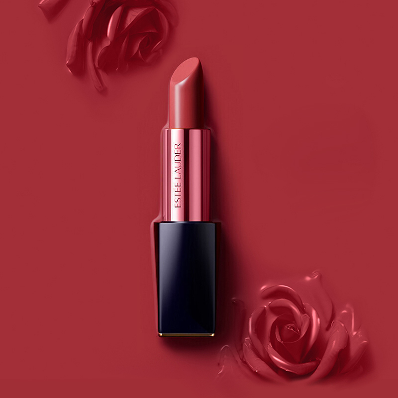 est05elauder雅诗兰黛倾慕魅色唇膏420玫瑰豆沙色经典缎光知性优雅