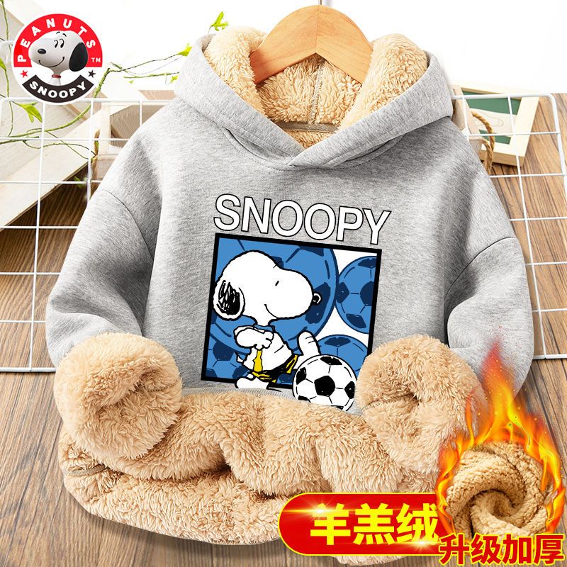 童装儿童卫衣加绒保暖冬季男女中大童羊羔绒连帽休闲针织上衣LJX高清大图