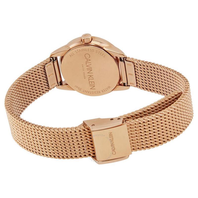 卡文克莱calvinklein女士手表简约时尚玫瑰金表盘编织钢带女士石英表k